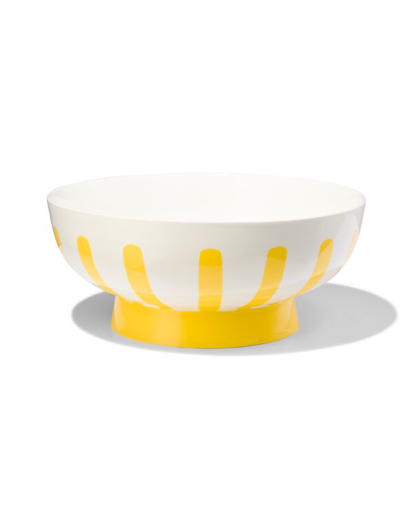 Salatschüssel mit Fuß, Ø 26 cm, Kombigeschirr, New Bone China, weiß-gelb - 9650039 - HEMA