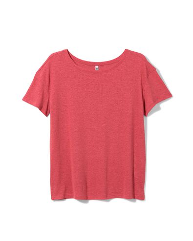 Damen-T-Shirt Evie, mit Leinenanteil rot rot - 36257950RED - HEMA