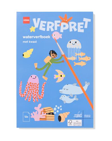 waterverfboek met kwast - 15900274 - HEMA