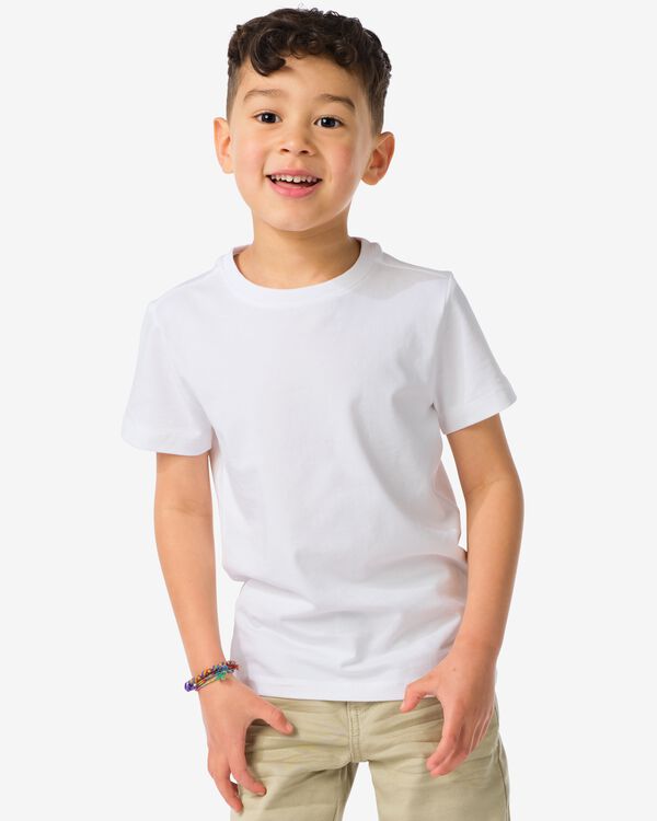 2 pak kinder t-shirts - biologisch katoen wit wit - 1000019381 - HEMA