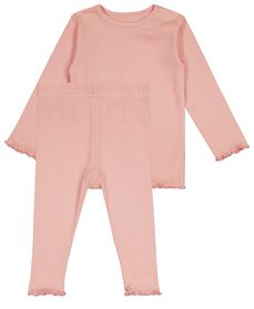 Baby-Pyjama, gerippt rosa rosa - 1000026430 - HEMA