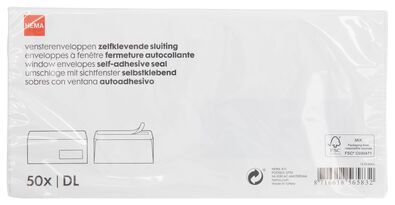 50 enveloppes fen&ecirc;tre &agrave; droite DL - 14100002 - HEMA