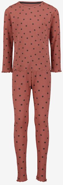 pyjama enfant côtelé à pois marron marron - 1000028388 - HEMA