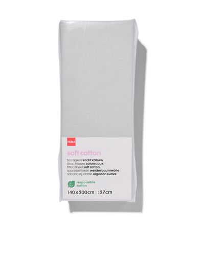 drap-housse - coton doux - 140x200 cm - gris clair - 5140095 - HEMA