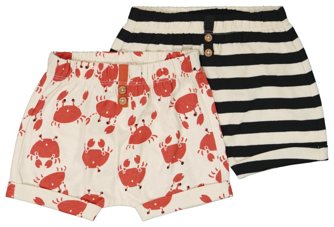 baby shorts - 2 pairs off-white - HEMA