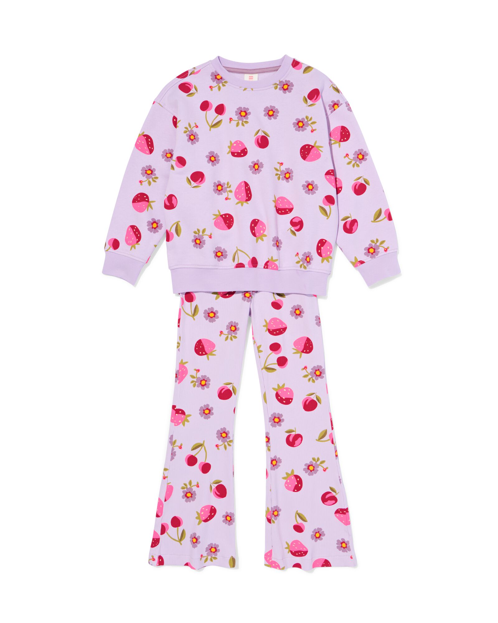 kinderkledingset comfy fit jersey fruit paars paars - 30849455PURPLE - HEMA