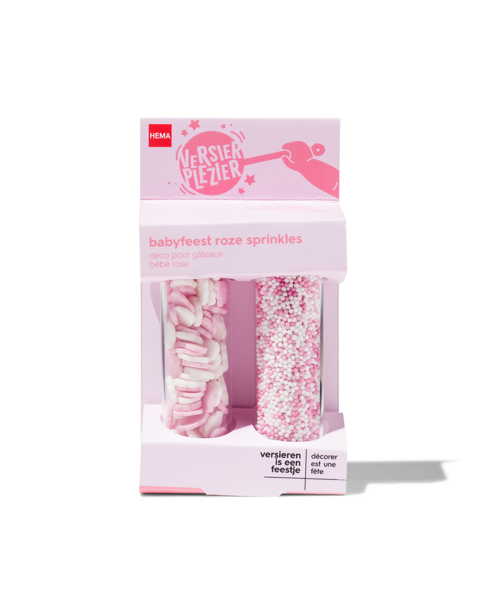 décoration pour gâteau comestible - vermicelles - fête bébé rose - 10280019 - HEMA