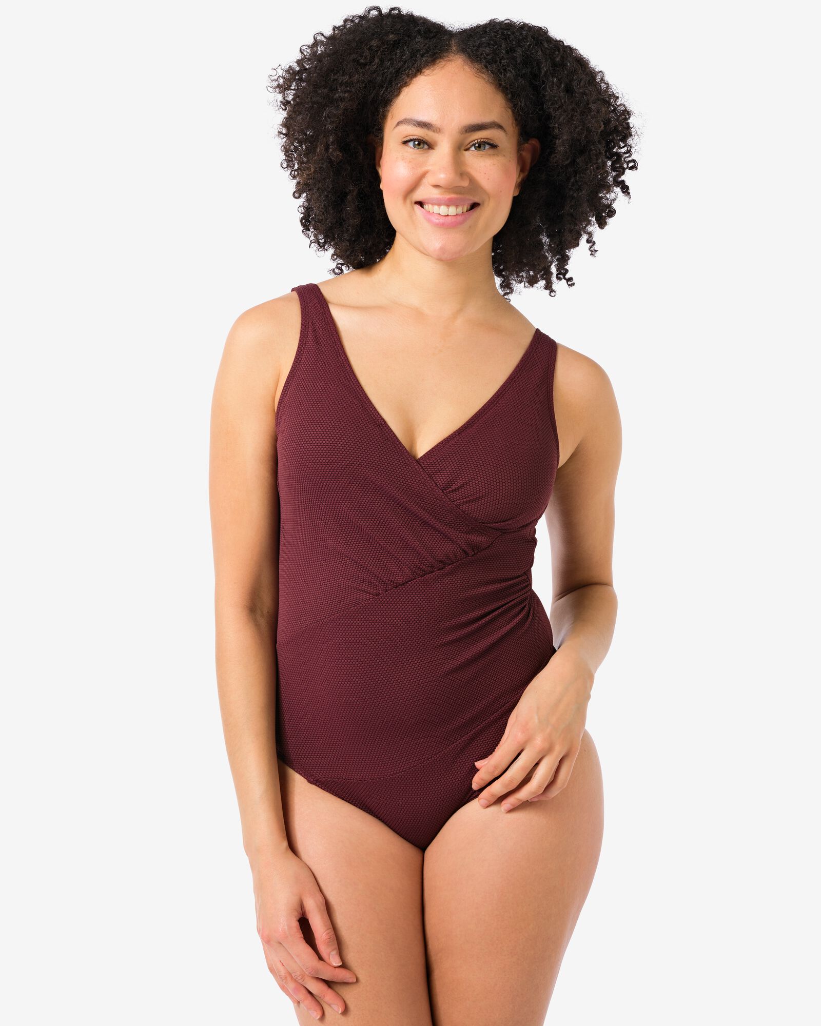 damesbadpak medium support donkerrood - 22351680DARKRED - HEMA