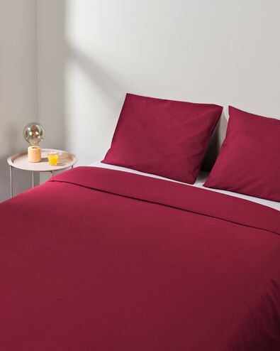 housse de couette 240x200/220 coton doux rouge - 5750178 - HEMA