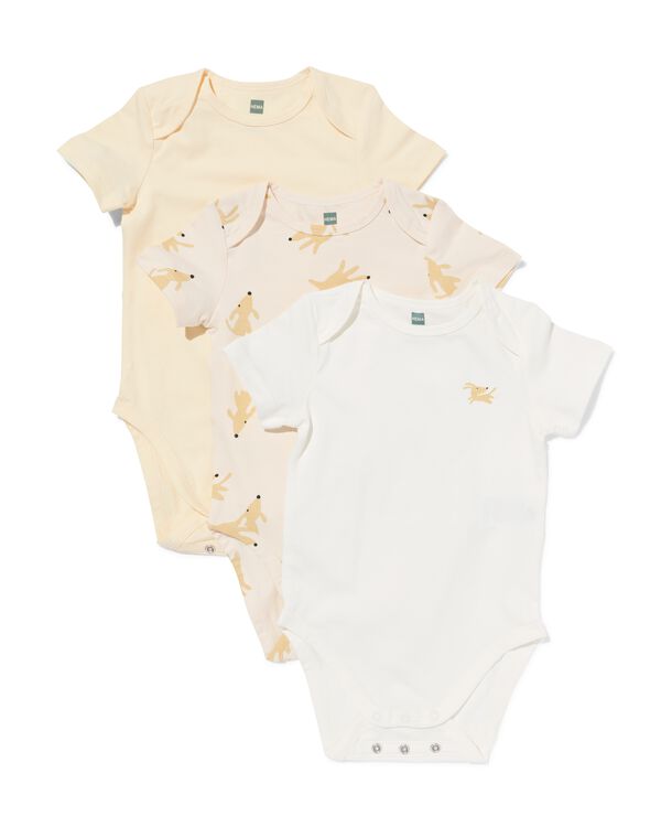 Mitwachsende Baby-Strampler mit Tieren &ndash; 3 St&uuml;ck naturfarben naturfarben - 33306760NATURAL - HEMA