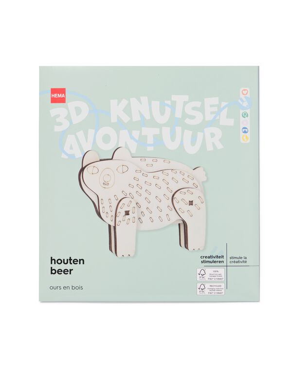 plaque de construction en bois 3D ours - 15900368 - HEMA