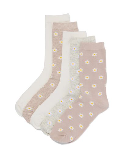 5er-Pack Damen-Socken, mit Baumwolle beige - 1000030802 - HEMA