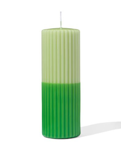 bougie cylindrique &Oslash;7x19cm nervur&eacute;e vert clair-vert - 13504033 - HEMA