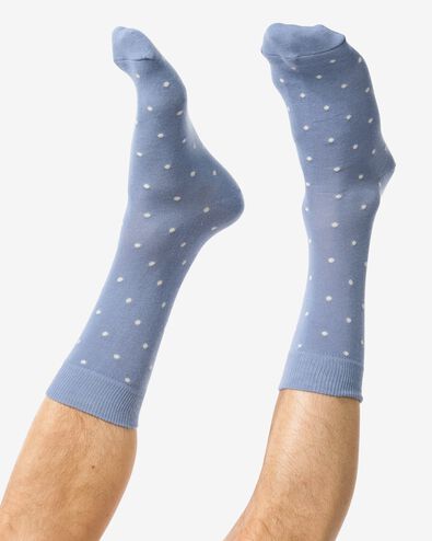 heren sokken met katoen stippen blauw 39/42 - 4152656 - HEMA