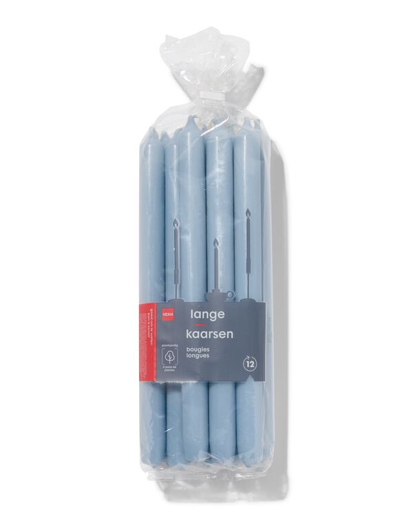 lange huishoudkaarsen &Oslash;2.2x29 - 12 stuks lichtblauw lichtblauw - 1000016644 - HEMA