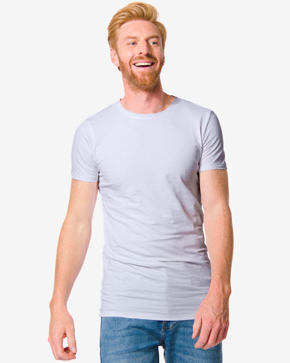 Sentimenteel Zegenen positie Herren-T-Shirt, Slim Fit, Rundhalsausschnitt, extralang weiß - HEMA