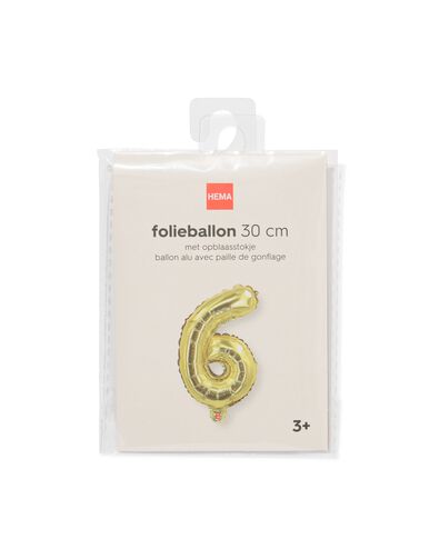 folieballon cijfer 6 30cm goud - 14260027 - HEMA