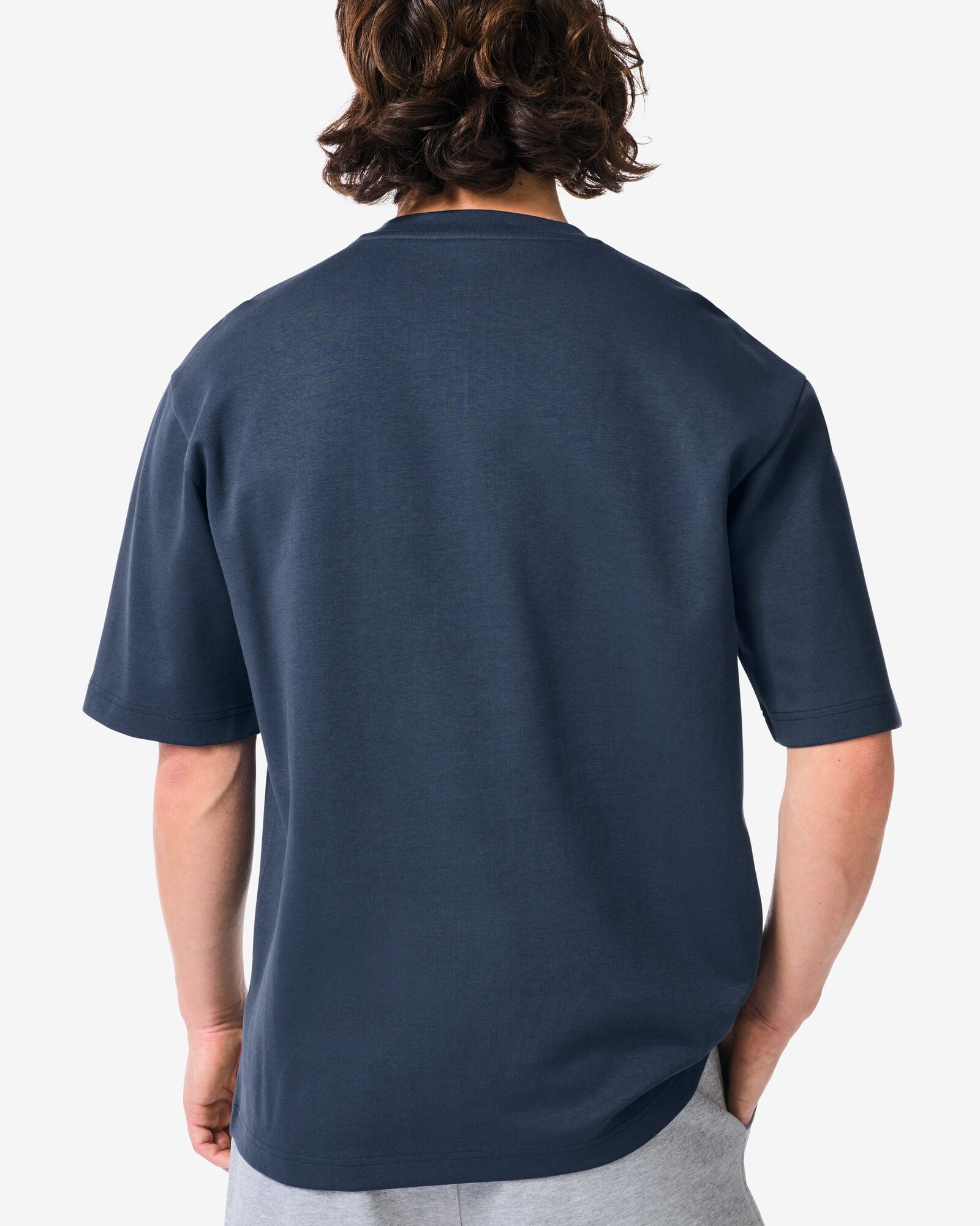 heren T-shirt Job oversized fit donkerblauw donkerblauw - 2179050DARKBLUE - HEMA