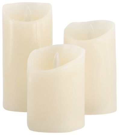 3 bougies LED en cire Ø7.5 blanc - HEMA