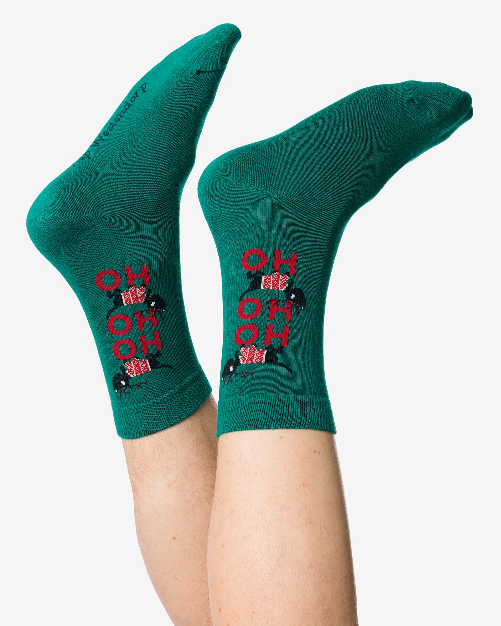 Takkie herensokken 'ho ho ho' donkergroen - 4120160DARKGREEN - HEMA