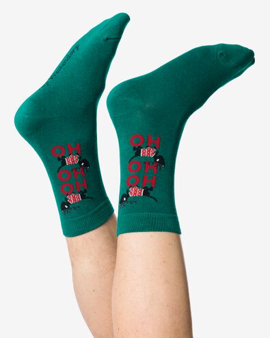Takkie herensokken 'ho ho ho' donkergroen - 4120160DARKGREEN - HEMA