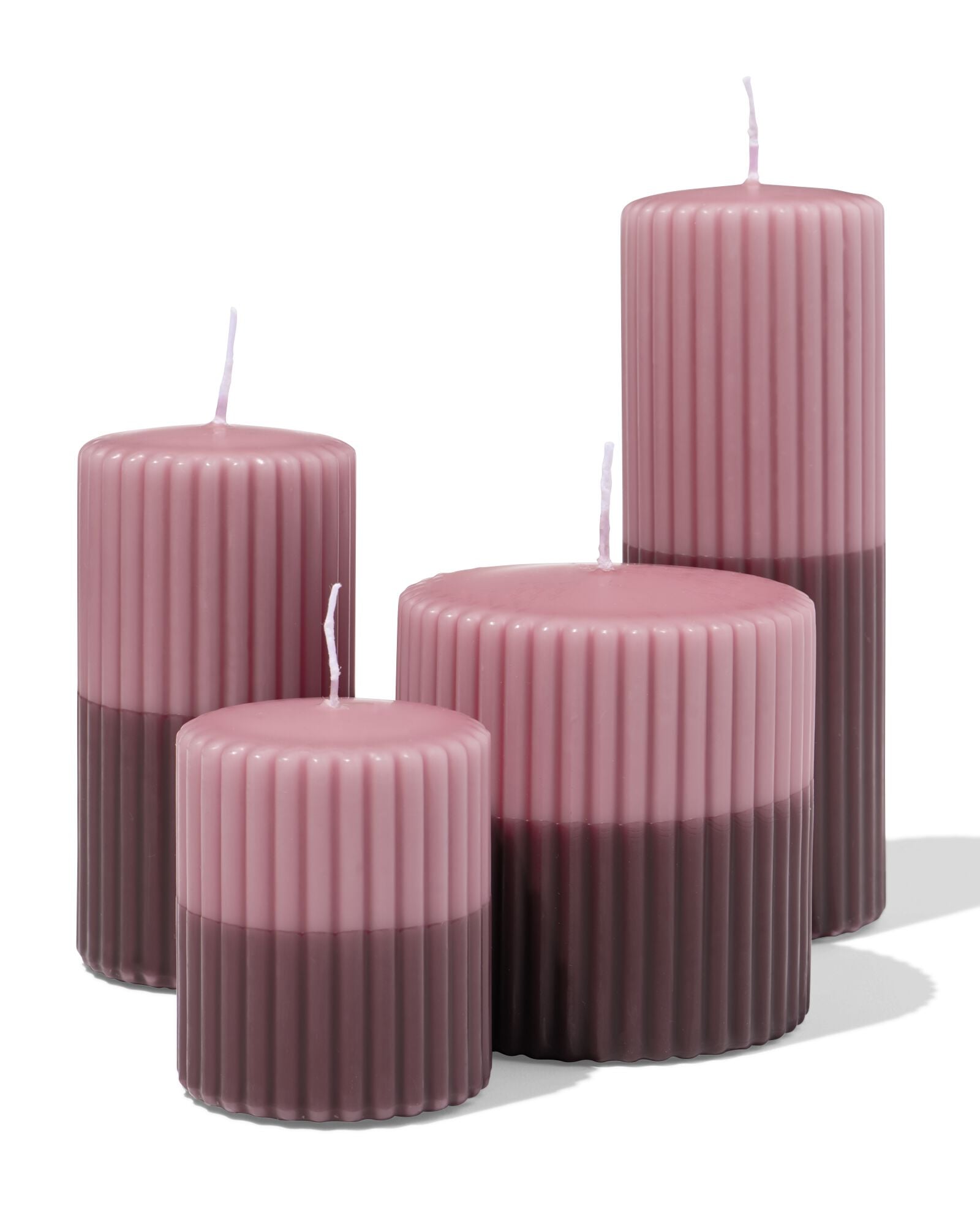 Stumpenkerze gerippt rosa rosa - 2000000436 - HEMA