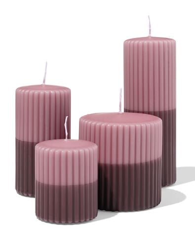 Stumpenkerze gerippt rosa rosa - 2000000436 - HEMA