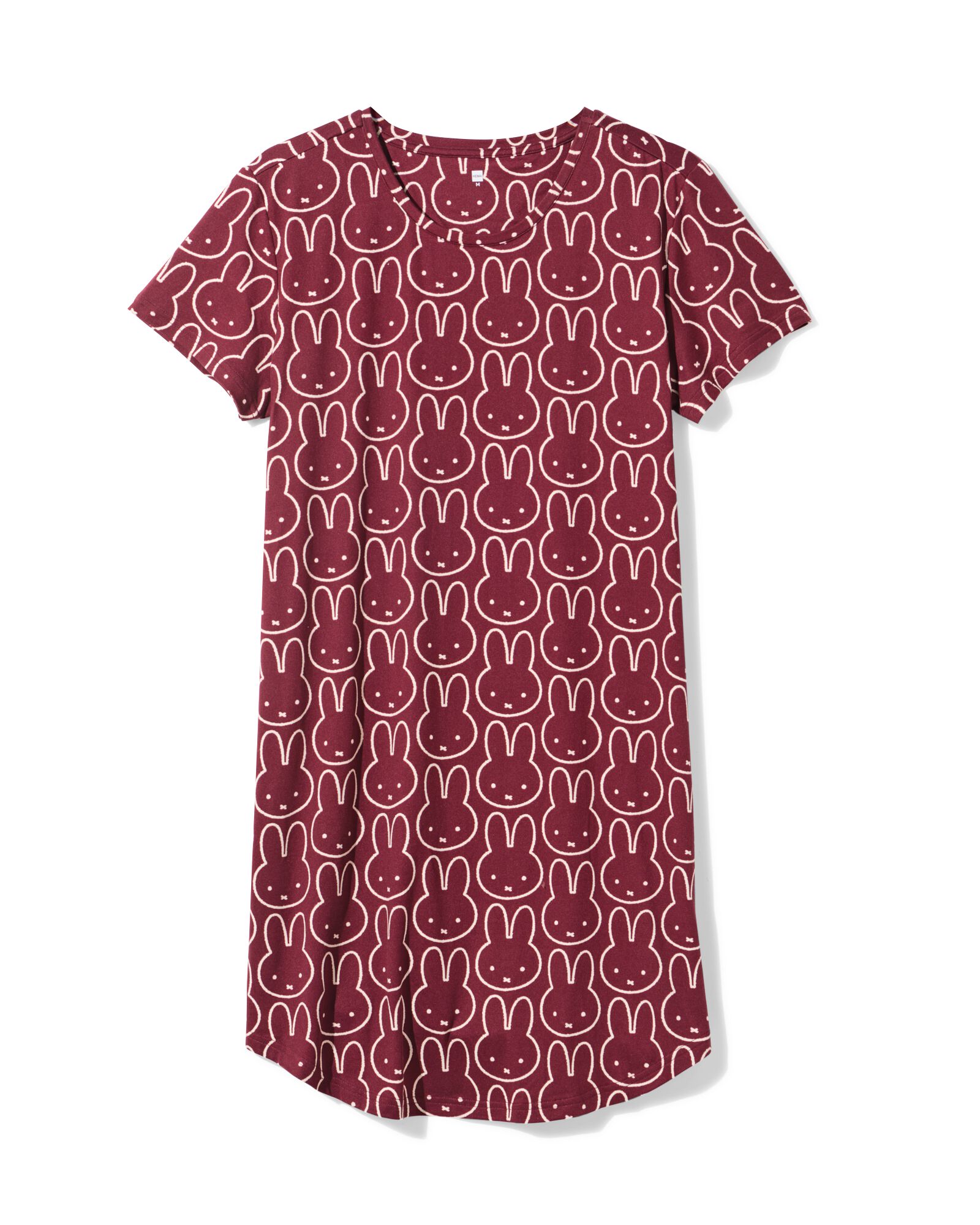 nijntje damesnachthemd micro  bordeauxrood bordeauxrood - 23400870BURGUNDYRED - HEMA
