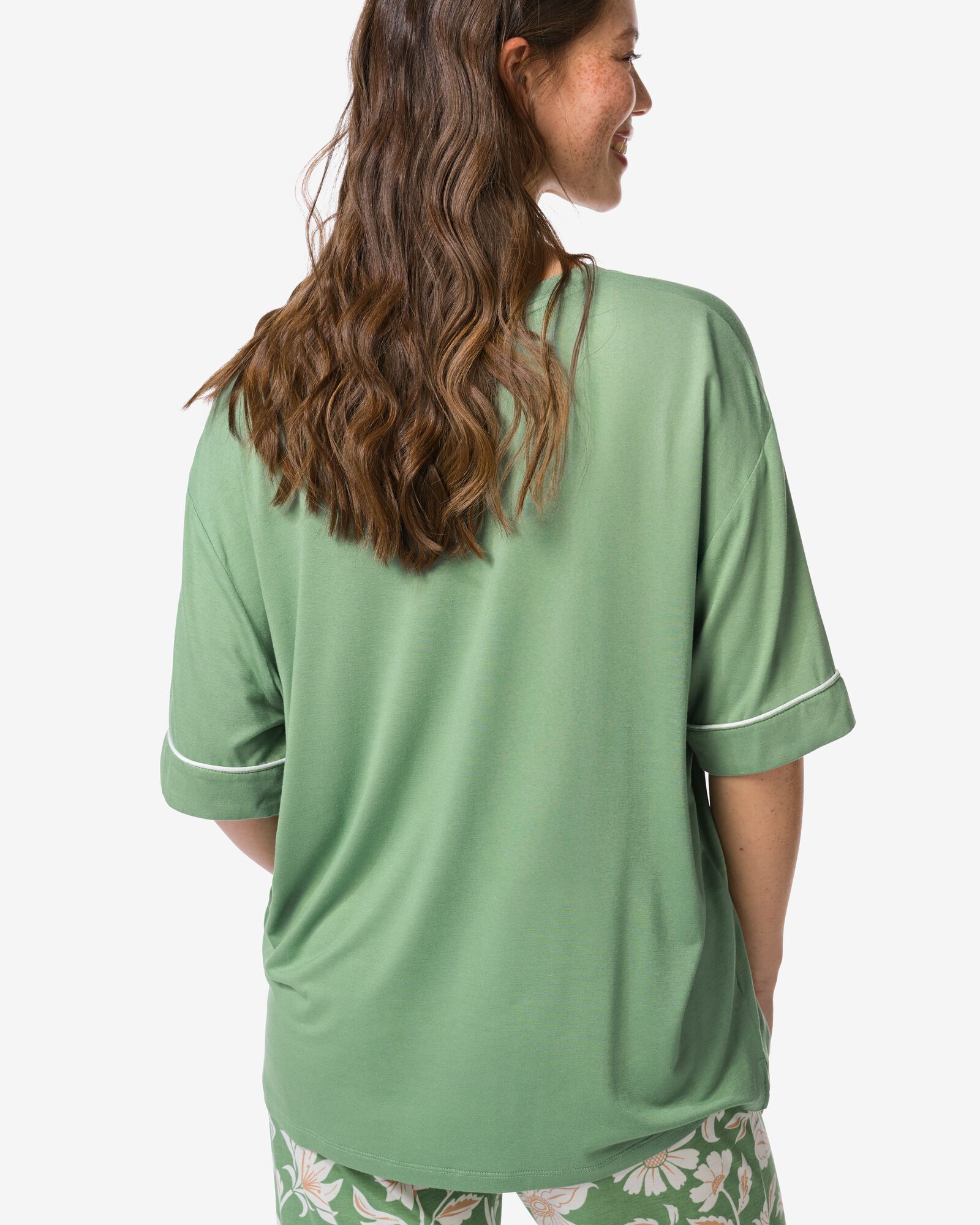 damespyjamatop jersey groen groen - 23400715GREEN - HEMA