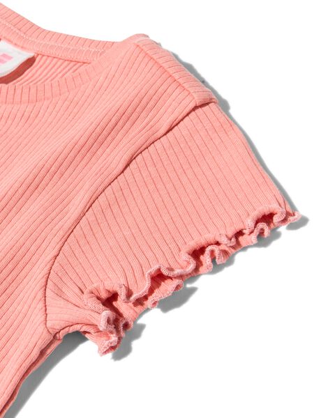 t-shirt enfant avec côtes rose rose - 1000030013 - HEMA