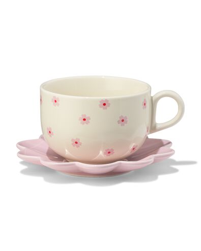 tasse et soucoupe 220 ml c&eacute;ramique fleurs - 61104511 - HEMA