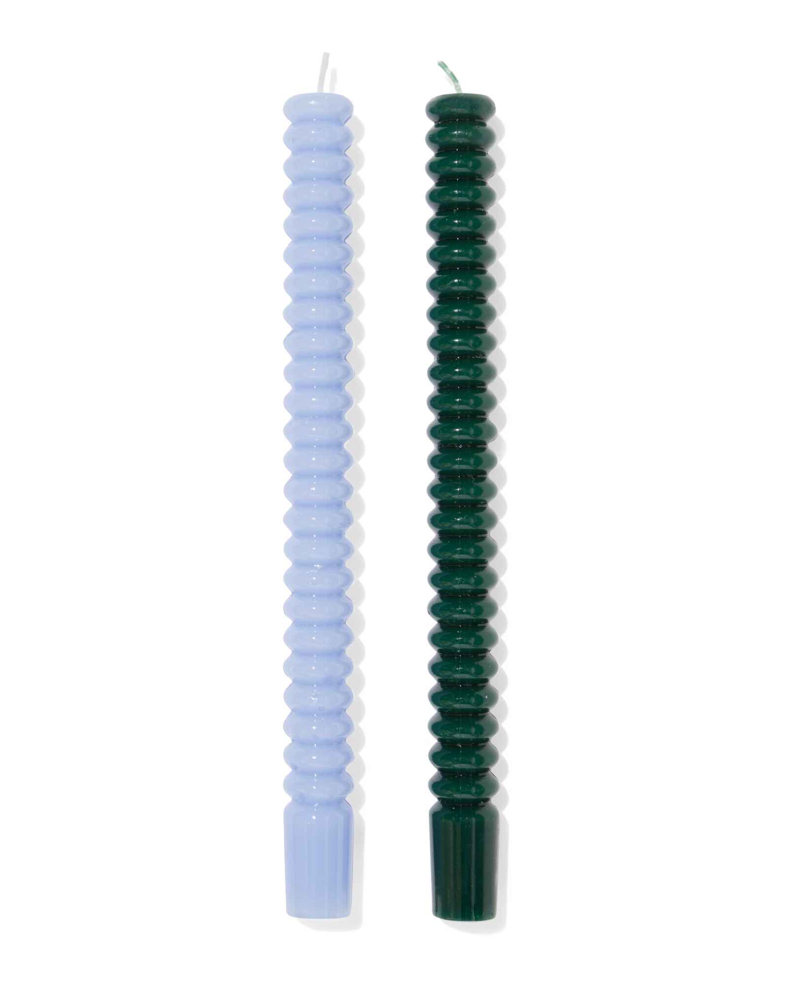 bougies d'int&eacute;rieur ⌀2,2x25cm nervur&eacute;es bleues - 2 pi&egrave;ces - 13506128 - HEMA