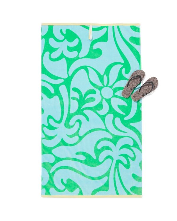 Strandtuch 80 x 140 cm, Velours Blumen - 5200257 - HEMA