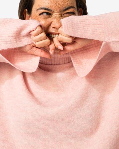 Col roul&eacute; Frankie en maille pour femmes rose p&acirc;le - 36366580LIGHTPINK - HEMA