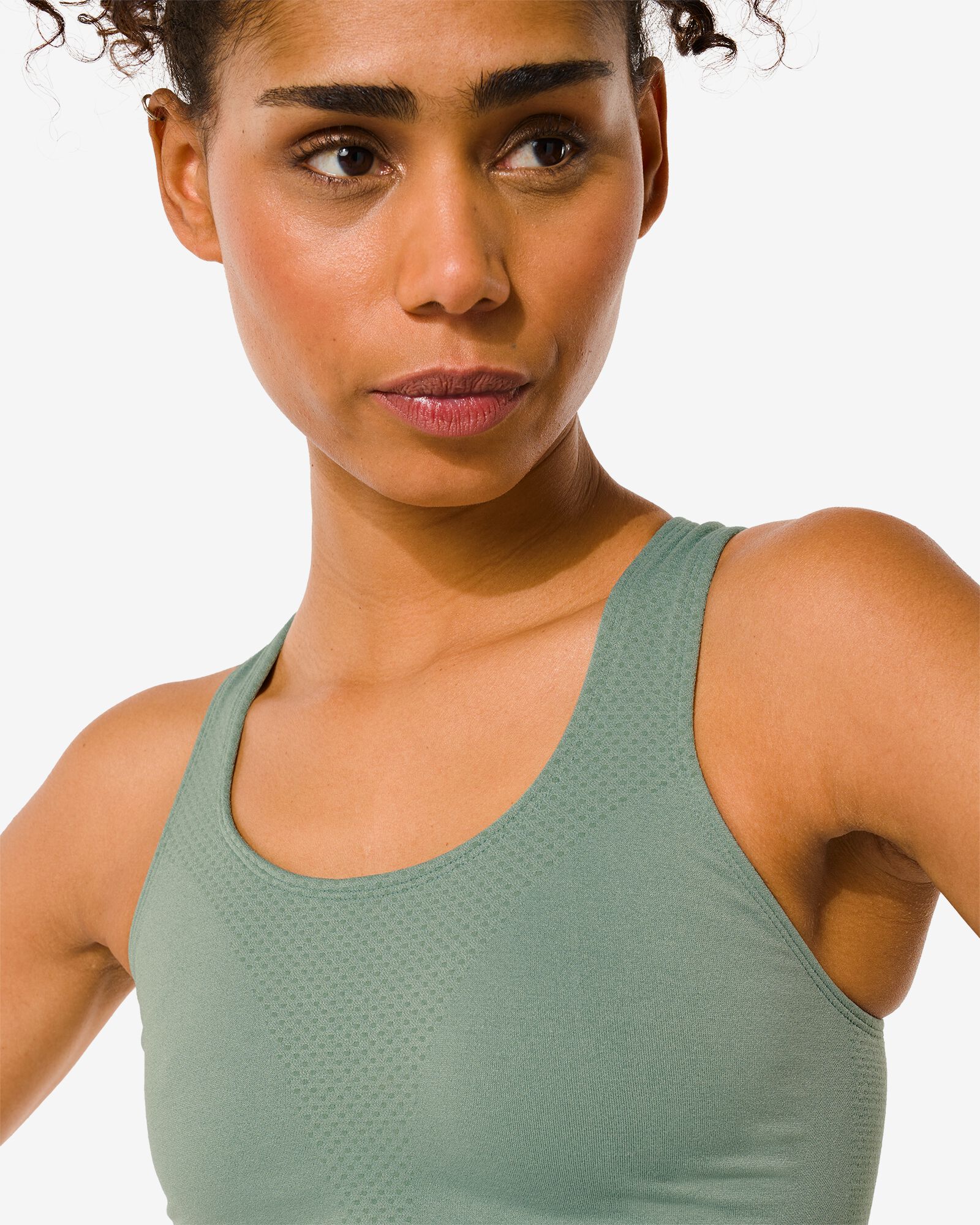 naadloze sporttop medium support groen - 1000030854 - HEMA