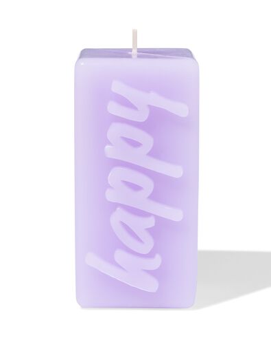 Kerze, 12,5 cm, &bdquo;Happy&ldquo;, lila   - 61100292 - HEMA