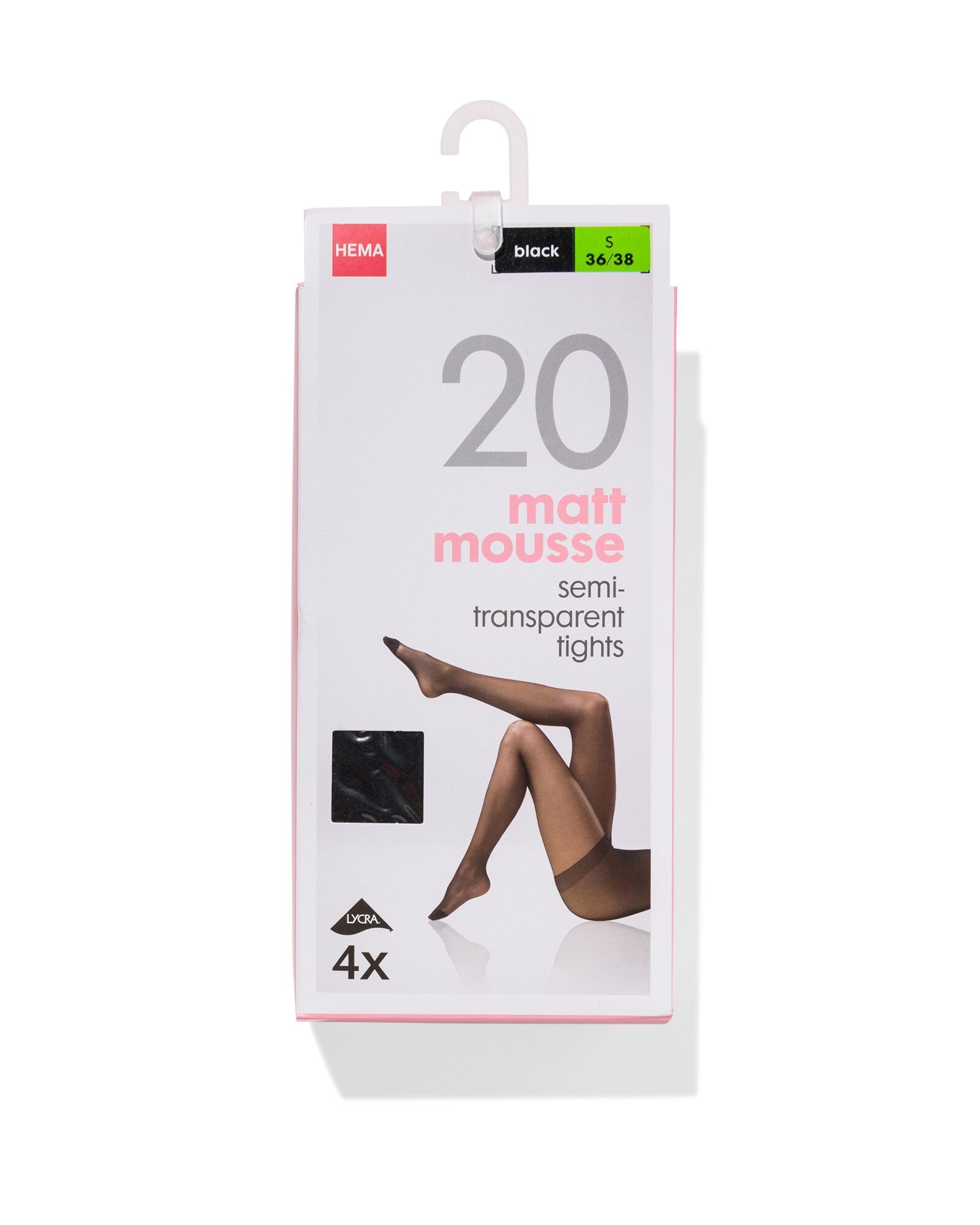 4-pak mat pantys 20 denier zwart zwart - 1000000741 - HEMA