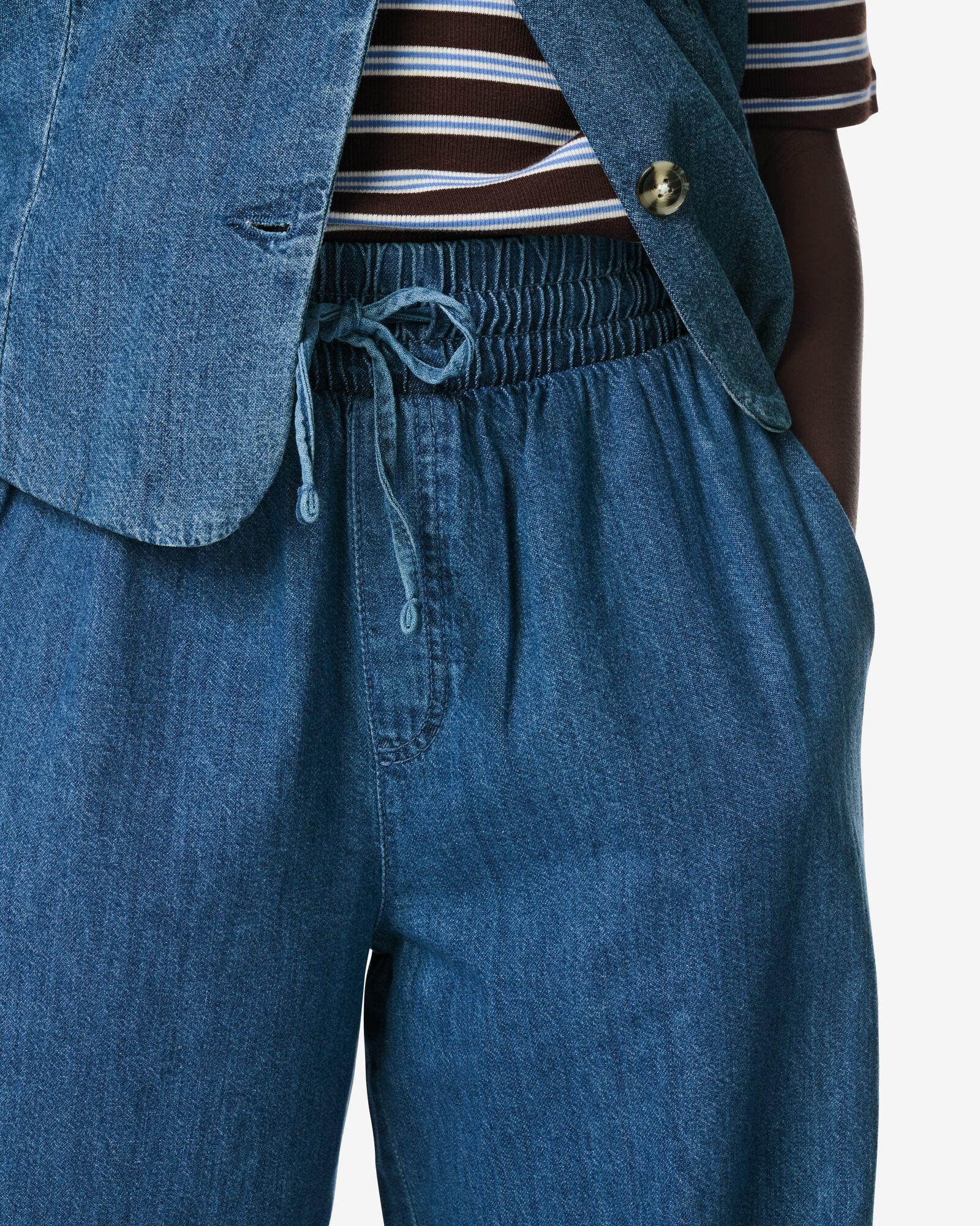 damesbroek Suzy wijd middenblauw middenblauw - 36207040MIDBLUE - HEMA