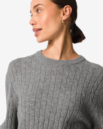 dames kabeltrui Fiep grijsmelange - 36205150GREYMELANGE - HEMA