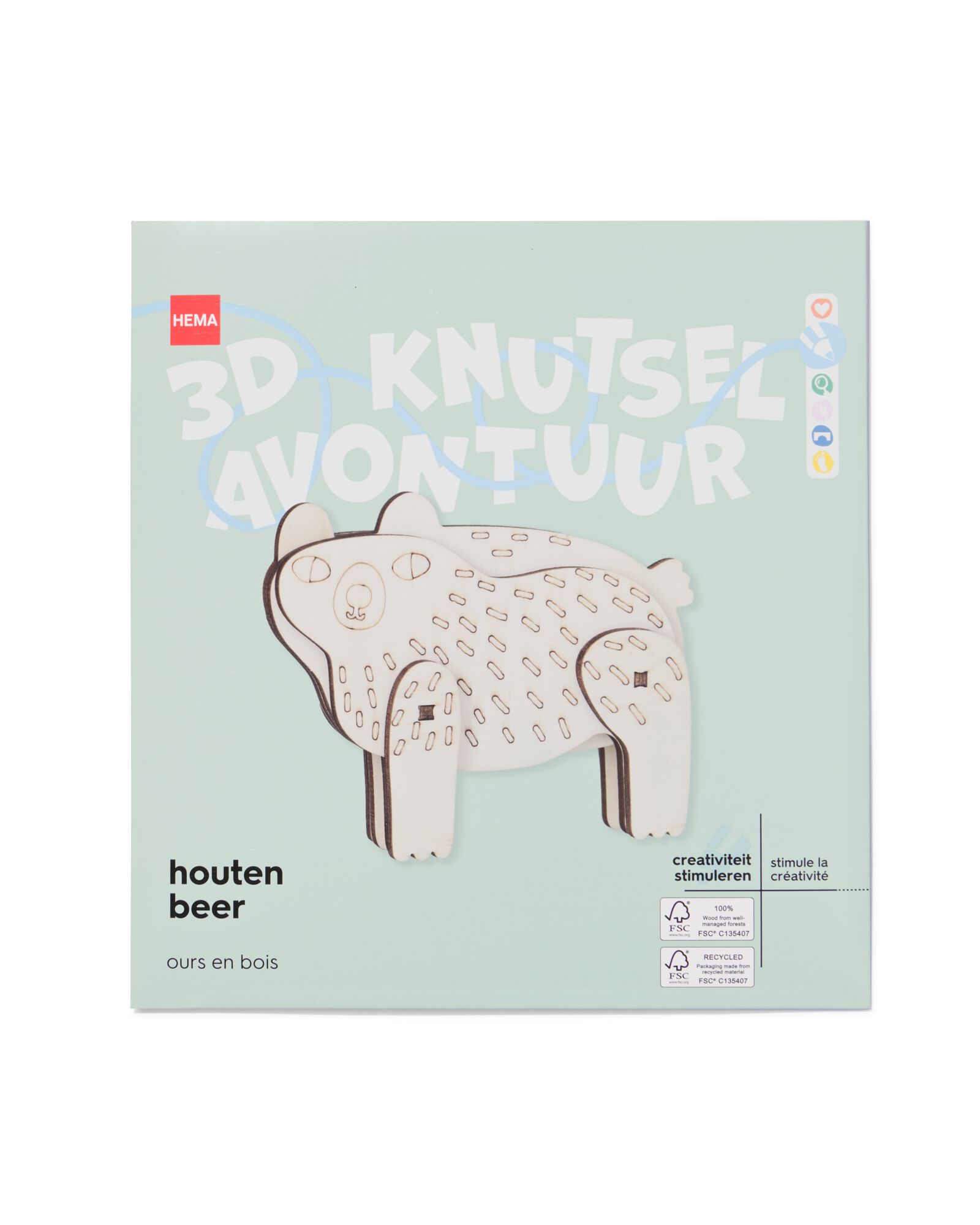 plaque de construction en bois 3D ours - 15900368 - HEMA