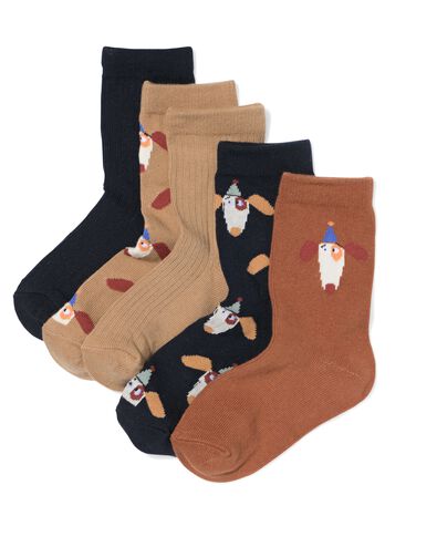 chaussettes enfants chiens - 5 paires marron clair - 4321040LIGHTBROWN - HEMA