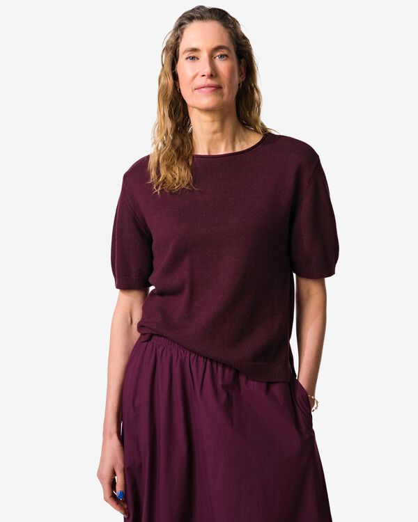 damestrui Gael fijngebreid bordeauxrood bordeauxrood - 36207750BURGUNDYRED - HEMA