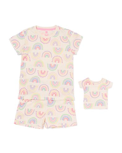 Kinder-Kurzpyjama Regenbogen mit Puppenpyjama bunt bunt - 23003160MULTI - HEMA