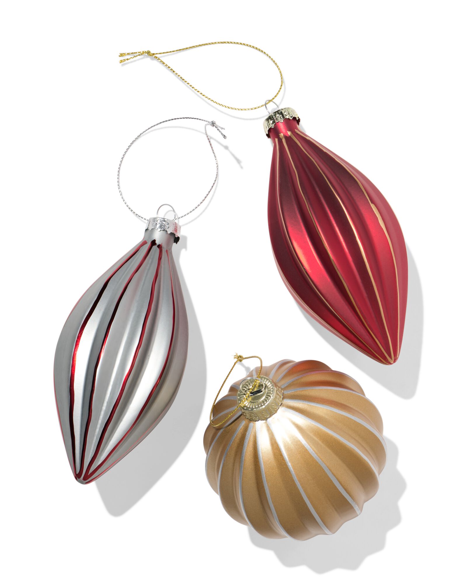 Christbaumkugeln, Set, 8,2 cm, Glas, Glitzer, Rand &ndash; 3 St&uuml;ck - 25100219 - HEMA