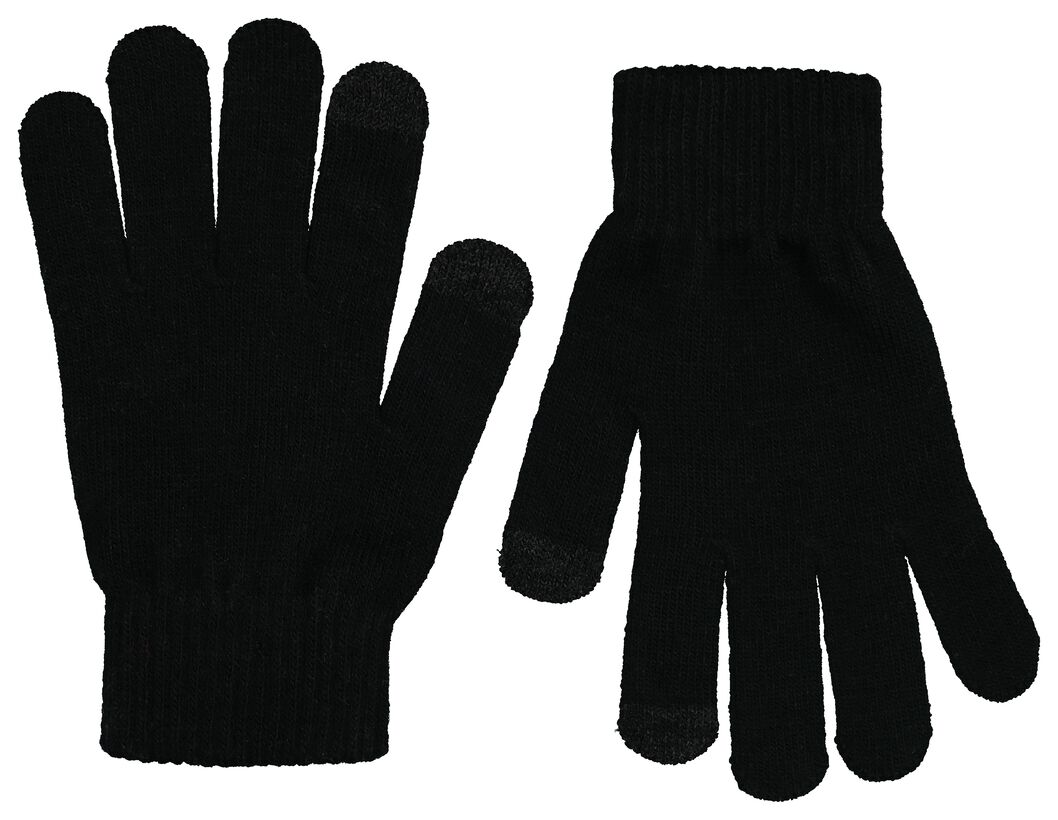 kinderhandschoenen met touchscreen - 2 paar zwart 122/140 - 16700362 - HEMA