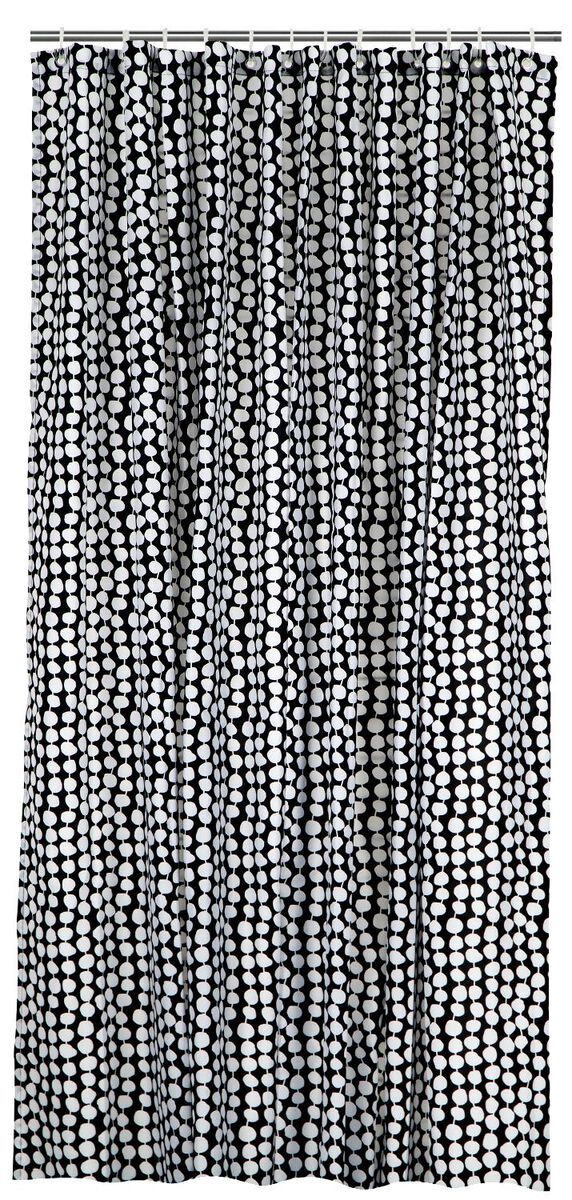 rideau de douche 180x200cm textile noir/blanc - 80320022 - HEMA