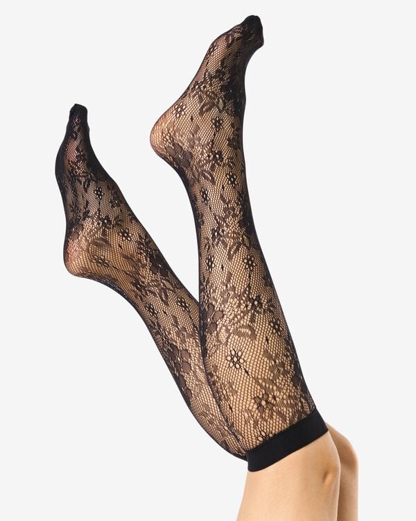 Damen-Kniestr&uuml;mpfe, Spitze schwarz schwarz - 4022775BLACK - HEMA