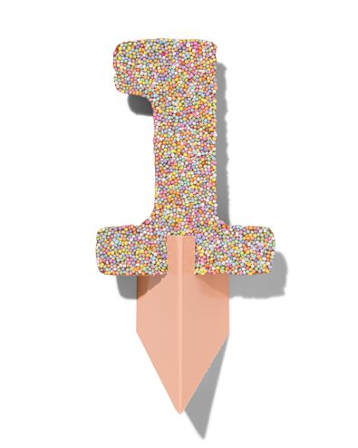 chiffre de f&ecirc;te 1 en chocolat avec perles multicolores - 10360002 - HEMA