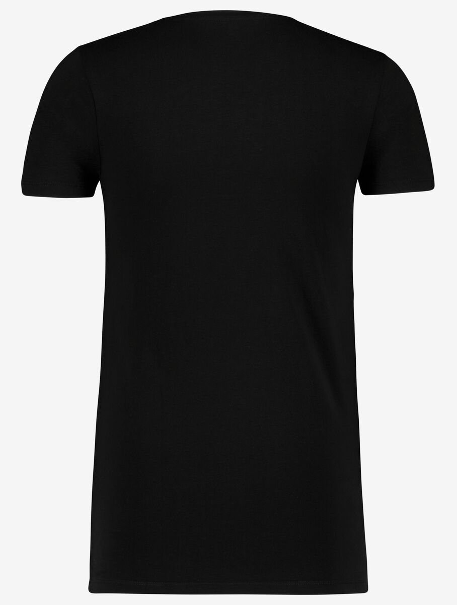 heren t-shirt slim fit v-hals extra lang zwart L - 34276875 - HEMA
