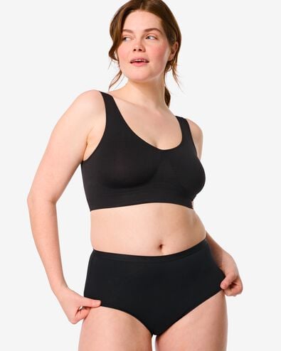 2er-Pack Damen-Taillenslips, Baumwolle/Elasthan schwarz schwarz - 1000030326 - HEMA
